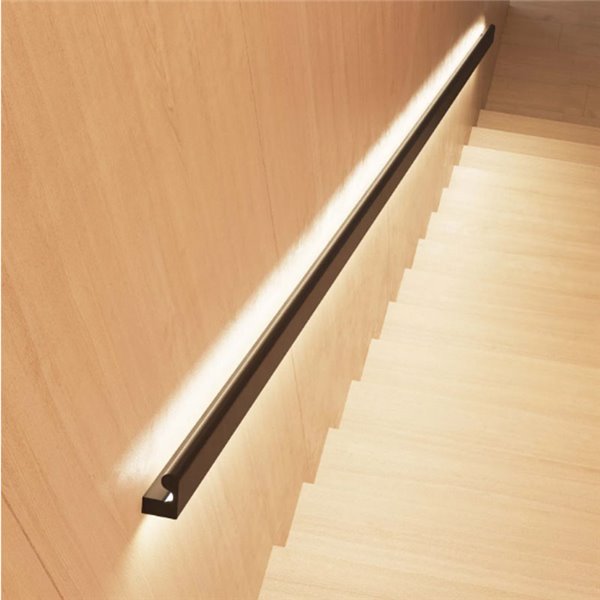 Perfil aluminio/barandilla (para 2 tiras LED arriba y abajo) BOX 98 RAILING negro 2x15W/m, 2 metros