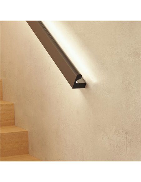 Perfil aluminio/barandilla (para 2 tiras LED arriba y abajo) BOX 98 RAILING negro 2x15W/m, 2 metros