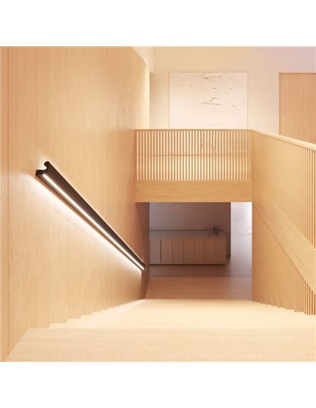 Perfil aluminio/barandilla (para 2 tiras LED arriba y abajo) BOX 98 RAILING negro 2x15W/m, 2 metros
