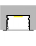 Perfil empotrable de aluminio OREB para tiras LED 2 metros con tapas y difusor, 20x44mm, LM3781