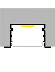 Perfil empotrable de aluminio OREB para tiras LED 2 metros con tapas y difusor, 20x44mm, LM3781 2