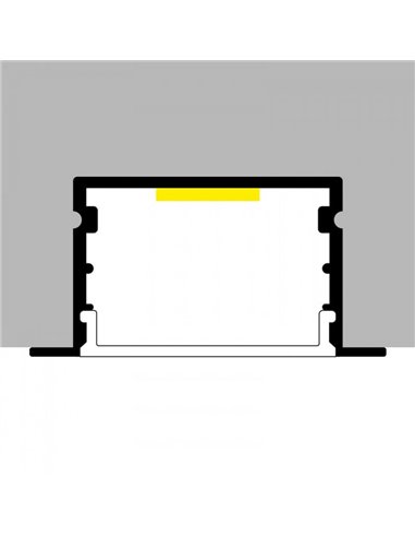 Perfil empotrable de aluminio OREB para tiras LED 2 metros con tapas y difusor, 20x44mm, LM3781