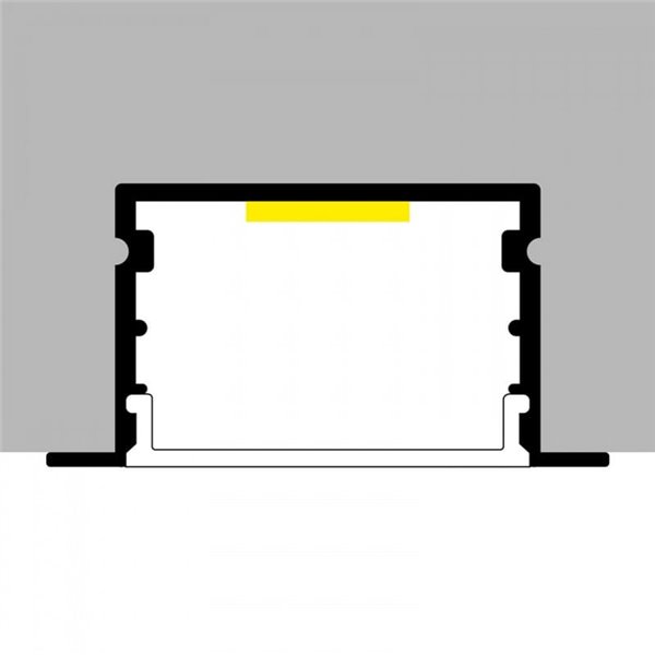 Profilé encastré en aluminium OREB pour rubans LED, 2 mètres, avec embouts et diffuseur, 20 x 44 mm, LM3781