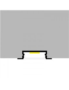 Perfil de alumínio embutido FIAO para fitas de LED, 2 metros, com clipes, tampas de extremidade e difusor, 41x10mm, LM3777 2