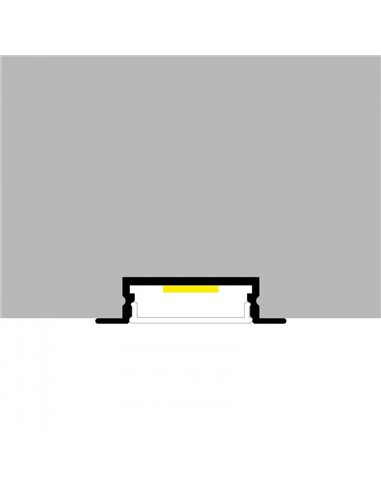 Perfil de alumínio embutido FIAO para fitas de LED, 2 metros, com clipes, tampas de extremidade e difusor, 41x10mm, LM3777