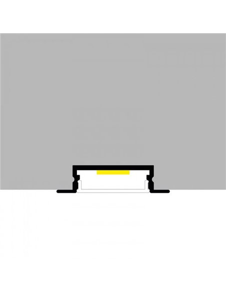 Perfil empotrable de aluminio FIAO para tiras LED 2 metros con grapas, tapas y difusor, 41x10mm, LM3777
