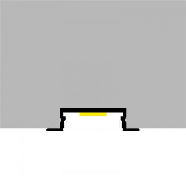 Perfil de alumínio embutido FIAO para fitas de LED, 2 metros, com clipes, tampas de extremidade e difusor, 41x10mm, LM3777