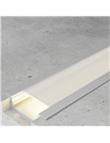 Profilé encastré FIAO en aluminium pour rubans LED, 2 mètres, avec clips, embouts et diffuseur, 41 x 10 mm, LM3777