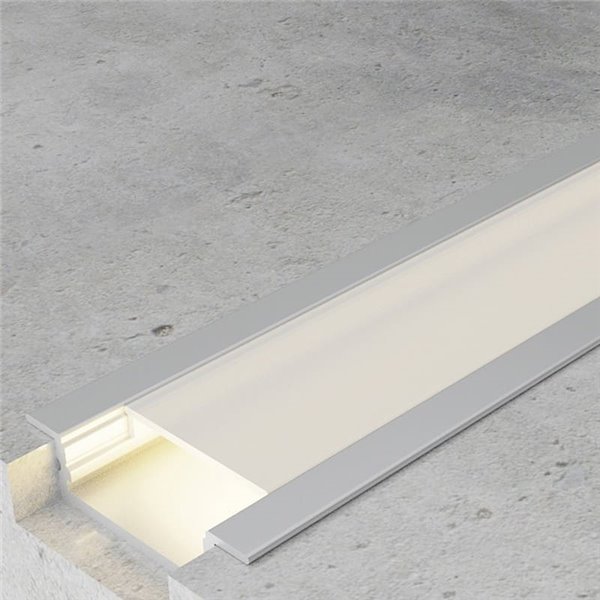 Perfil empotrable de aluminio FIAO para tiras LED 2 metros con grapas, tapas y difusor, 41x10mm, LM3777