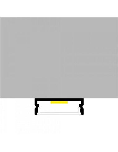 Perfil de aluminio empotrable TRAKE para tiras LED 2 metros con grapas, tapas y difusor, 30x10mm, LM3775