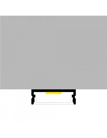 Perfil de aluminio empotrable TRAKE para tiras LED 2 metros con grapas, tapas y difusor, 30x10mm, LM3775