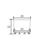 Perfil de aluminio colgante CUBIK para tiras LED 2 metros, con tapas y difusor alto, 26x23mm, LM3773