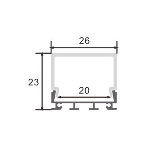 Perfil de aluminio colgante CUBIK para tiras LED 2 metros, con tapas y difusor alto, 26x23mm, LM3773