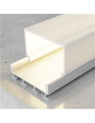 Perfil de aluminio colgante CUBIK para tiras LED 2 metros, con tapas y difusor alto, 26x23mm, LM3773