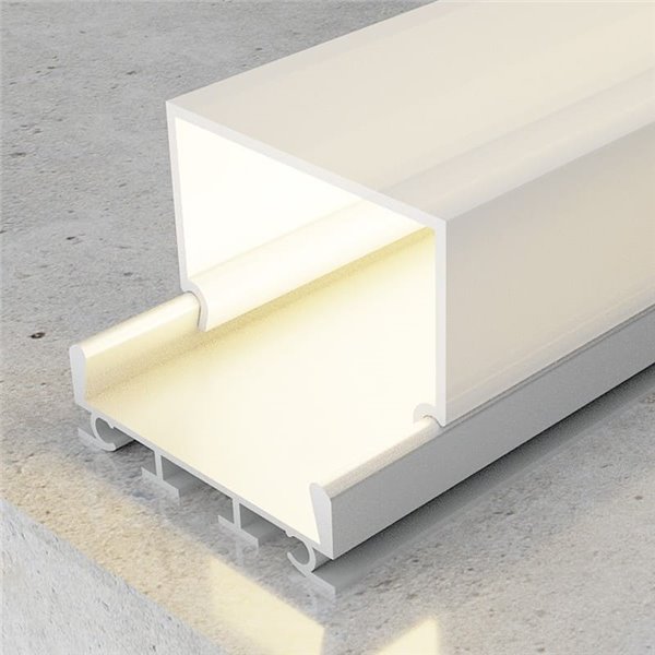 Perfil de aluminio colgante CUBIK para tiras LED 2 metros, con tapas y difusor alto, 26x23mm, LM3773