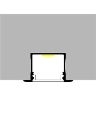 Perfil empotrable de aluminio VILKAD para tiras LED 2 metros con grapas, tapas y difusor, 30x20,5mm, LM3771