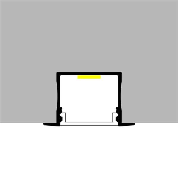 Perfil de alumínio embutido VILKAD para fitas de LED, 2 metros, com clipes, tampas de extremidade e difusor, 30x20,5mm, LM3771