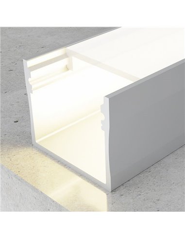 Profilé de surface en aluminium SUMO pour rubans LED avec clips, embouts et diffuseur, 2 mètres, 23,5 x 20,5 mm, LM3769