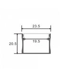 Perfil superficie de aluminio SUMO para tiras LED con grapas, tapas y difusor, 2 metros 23,5x20,5mm, LM3769
