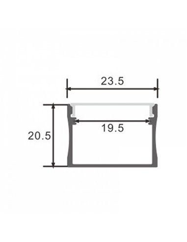 Perfil superficie de aluminio SUMO para tiras LED con grapas, tapas y difusor, 2 metros 23,5x20,5mm, LM3769