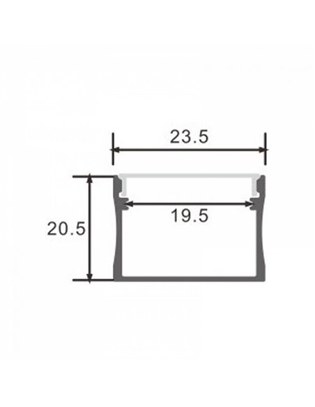 Perfil superficie de aluminio SUMO para tiras LED con grapas, tapas y difusor, 2 metros 23,5x20,5mm, LM3769