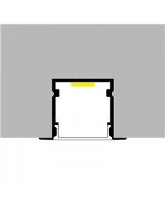 Perfil empotrable TRAMONT para tiras LED 2 metros con grapas, tapas y difusor, 27x20mm), LM3767 2