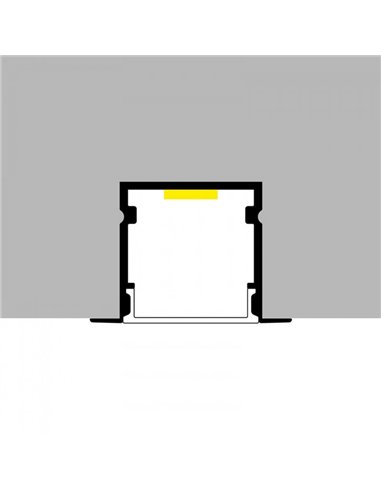 Perfil empotrable TRAMONT para tiras LED 2 metros con grapas, tapas y difusor, 27x20mm), LM3767