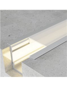 Perfil empotrable TRAMONT para tiras LED 2 metros con grapas, tapas y difusor, 27x20mm), LM3767