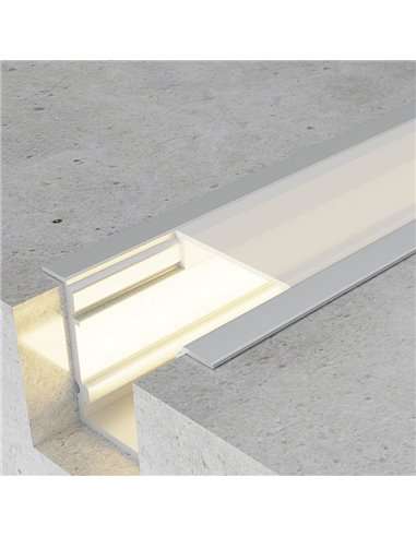 Perfil empotrable TRAMONT para tiras LED 2 metros con grapas, tapas y difusor, 27x20mm), LM3767