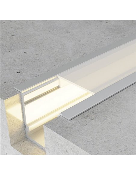 Perfil empotrable TRAMONT para tiras LED 2 metros con grapas, tapas y difusor, 27x20mm), LM3767