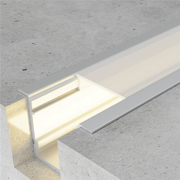 Perfil empotrable TRAMONT para tiras LED 2 metros con grapas, tapas y difusor, 27x20mm), LM3767