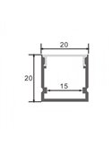 Perfil de superficie aluminio ROPE para tiras LED 2 metro, completo: con grapas, tapas y difusor, 20x20mm, LM3765