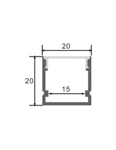Perfil de superficie aluminio ROPE para tiras LED 2 metro, completo: con grapas, tapas y difusor, 20x20mm, LM3765