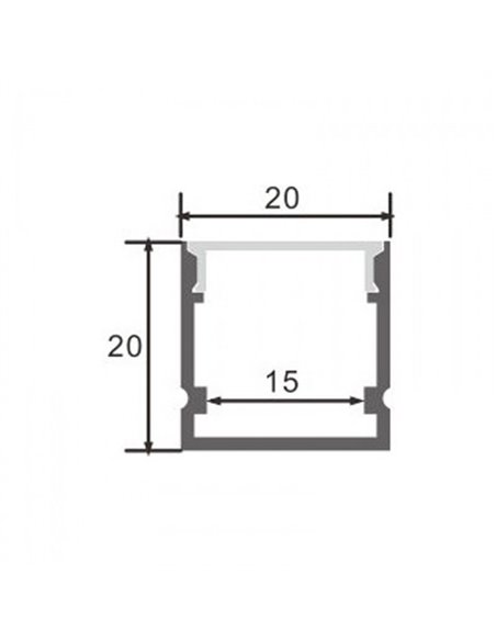 Perfil de superficie aluminio ROPE para tiras LED 2 metro, completo: con grapas, tapas y difusor, 20x20mm, LM3765