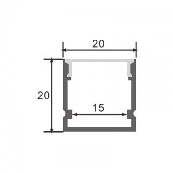 Perfil de superficie aluminio ROPE para tiras LED 2 metro, completo: con grapas, tapas y difusor, 20x20mm, LM3765