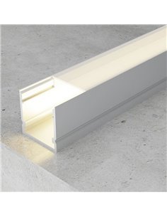 Perfil de superficie aluminio ROPE para tiras LED 2 metro, completo: con grapas, tapas y difusor, 20x20mm, LM3765