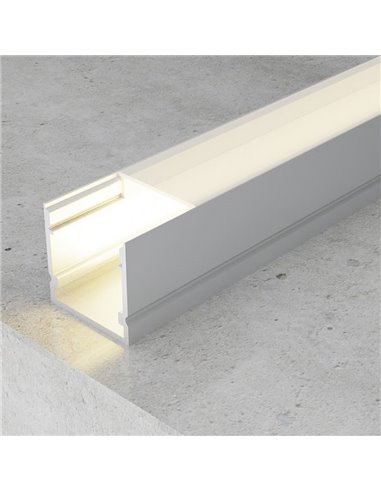Perfil de superficie aluminio ROPE para tiras LED 2 metro, completo: con grapas, tapas y difusor, 20x20mm, LM3765