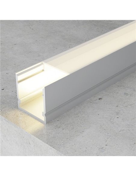 Perfil de superficie aluminio ROPE para tiras LED 2 metro, completo: con grapas, tapas y difusor, 20x20mm, LM3765