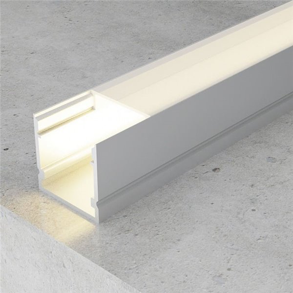 Perfil de alumínio ROPE para fitas de LED, 2 metros, completo: com clipes, tampas de extremidade e difusor, 20x20mm, LM3765