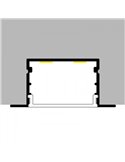 Perfil de aluminio empotrable HEV para tiras LED 2 metros (con grapas, con tapas, con difusor, 27x15mm), LM3763
