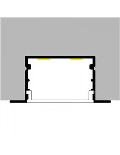 Perfil de aluminio empotrable HEV para tiras LED 2 metros (con grapas, con tapas, con difusor, 27x15mm), LM3763 2