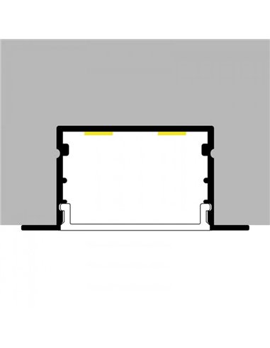 Perfil de aluminio empotrable HEV para tiras LED 2 metros (con grapas, con tapas, con difusor, 27x15mm), LM3763