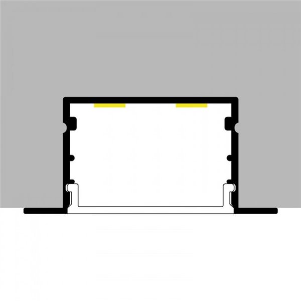 Perfil de aluminio empotrable HEV para tiras LED 2 metros (con grapas, con tapas, con difusor, 27x15mm), LM3763