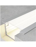 Perfil de aluminio empotrable HEV para tiras LED 2 metros (con grapas, con tapas, con difusor, 27x15mm), LM3763