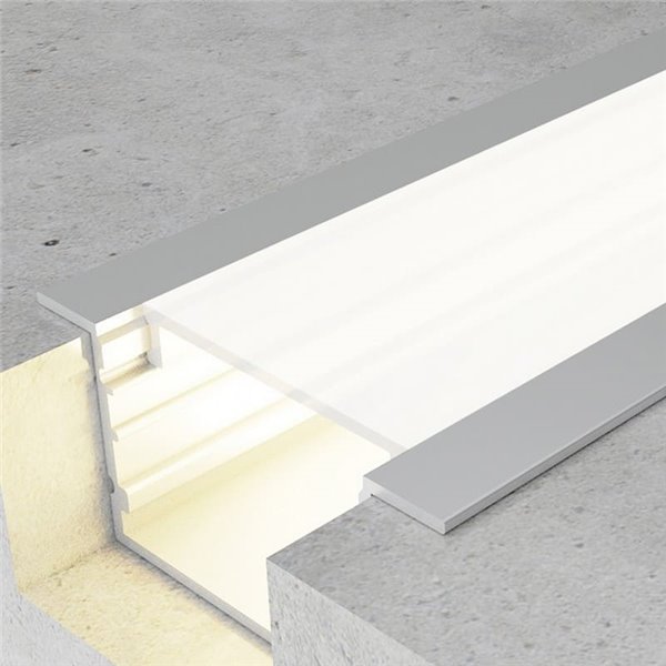 Perfil de aluminio empotrable HEV para tiras LED 2 metros (con grapas, con tapas, con difusor, 27x15mm), LM3763