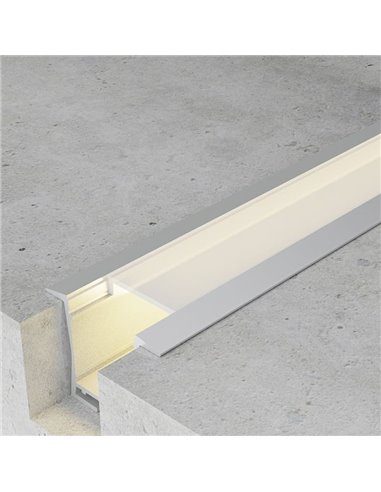 Perfil empotrable estrecho BIFY para tiras LED, 2 metros incluye tapas y difusor, 36,01x27,6mm, LM3761