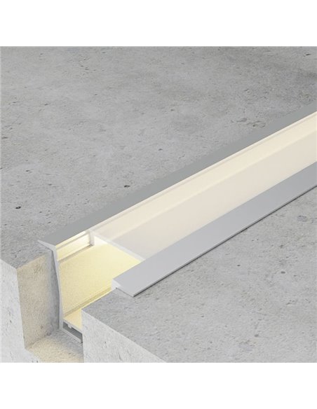 Perfil empotrable estrecho BIFY para tiras LED, 2 metros incluye tapas y difusor, 36,01x27,6mm, LM3761