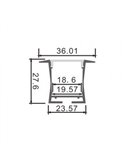 Perfil empotrable estrecho BIFY para tiras LED, 2 metros incluye tapas y difusor, 36,01x27,6mm, LM3761