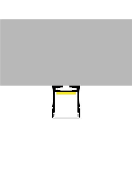 Profilé de suspension en aluminium PETIT pour rubans LED 2 mètres (avec embouts, avec diffuseur, 23,57 x 27,6 mm) (LM3759)