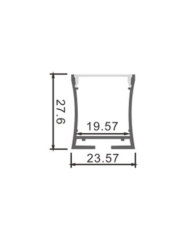 Profilé de suspension en aluminium PETIT pour rubans LED 2 mètres (avec embouts, avec diffuseur, 23,57 x 27,6 mm) (LM3759)